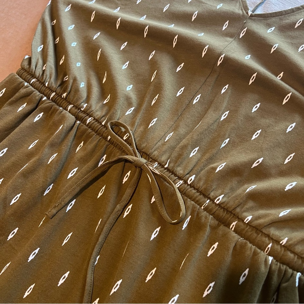 Garnet Hill Easy Cap-Sleeve Knit Maxi Dress, organic, moss-green, size L, NWOT - Picture 6 of 13